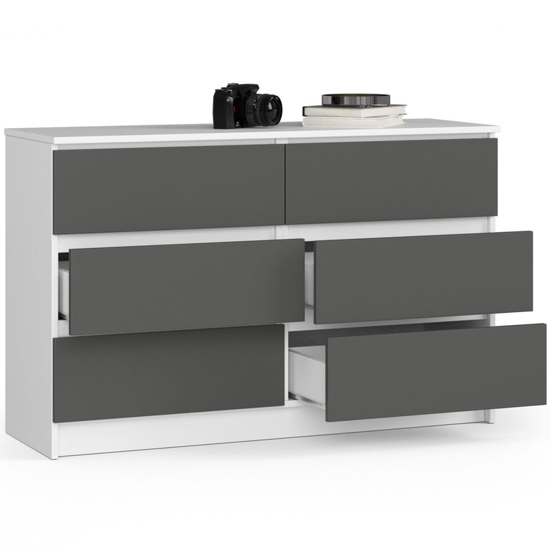 Kommode K120 6SZ CLP PK Weiß/Grau