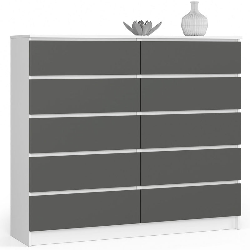 Kommode K140 10SZ CLP PK Weiß/Grau