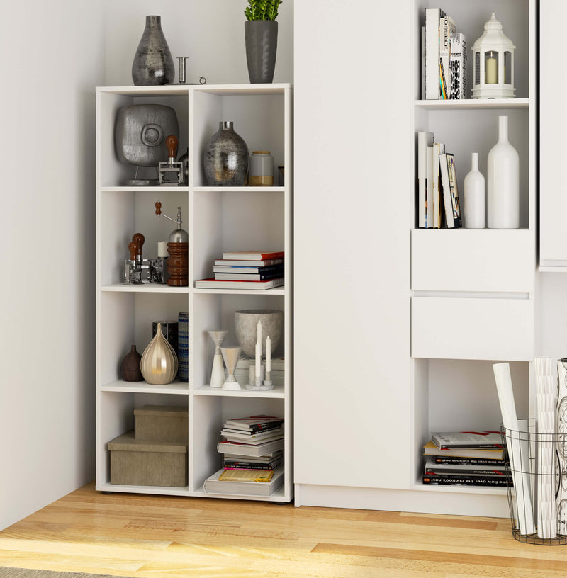 QUAD-Bücherregal mit 8 Ablagen – weiß