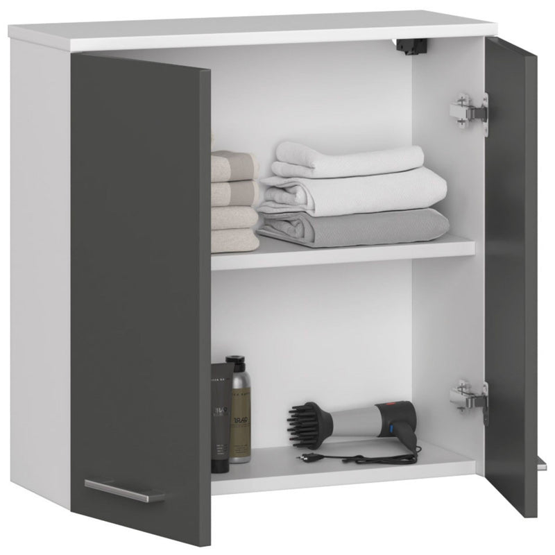 Wandhängender Schrank B 60 cm FIN 2D - weiß-graphitgrau
