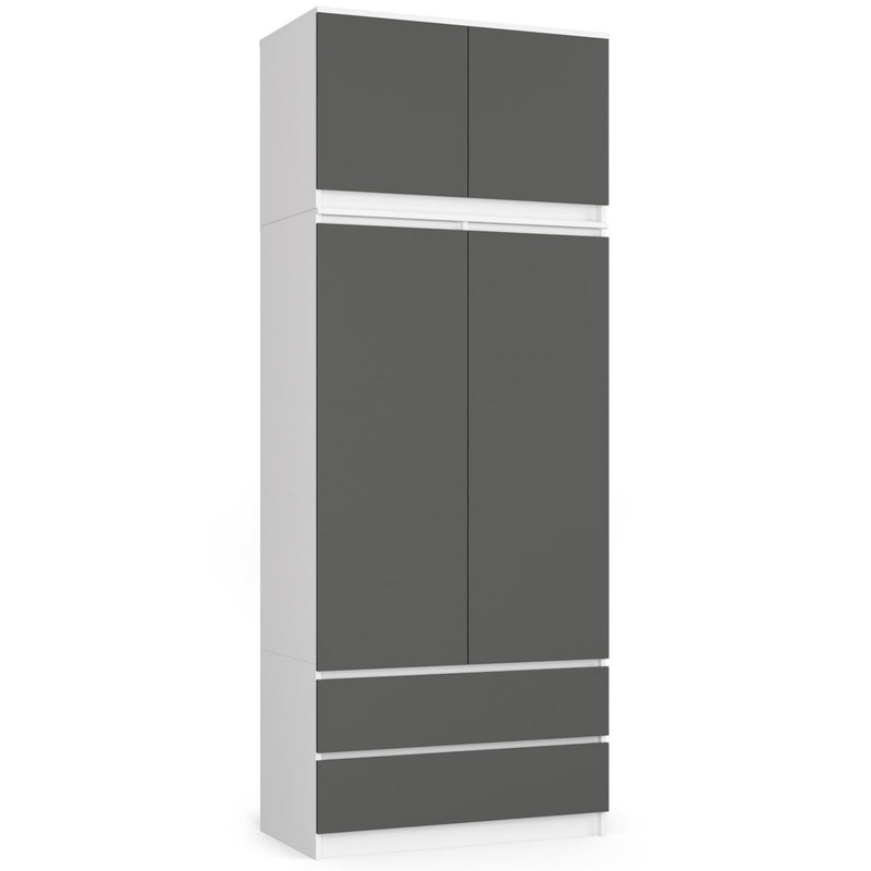 Kleiderschrankerweiterung S 90 cm – weiß-graphitgrau – 2 Türen