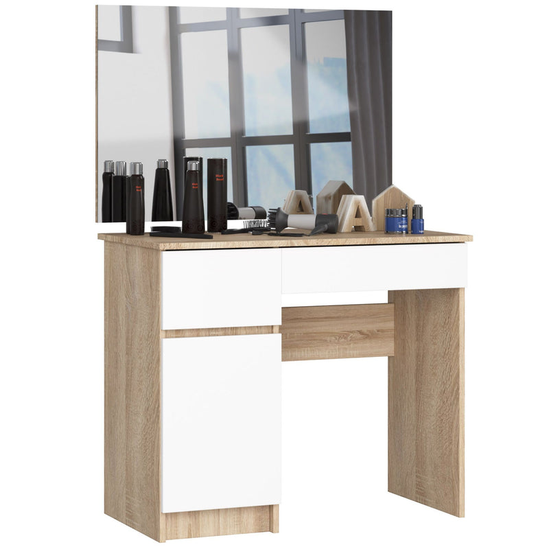 Schminktisch mit Spiegel CLP P-2/SL 900x600 LINKS PK SONOMA EICHE / WEISS