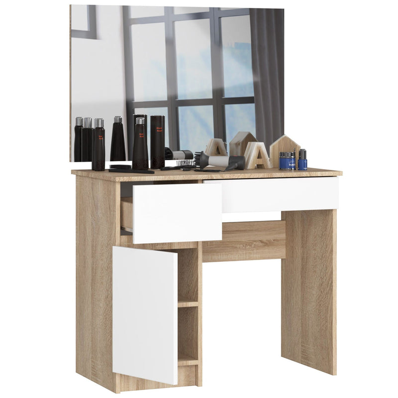 Schminktisch mit Spiegel CLP P-2/SL 900x600 LINKS PK SONOMA EICHE / WEISS