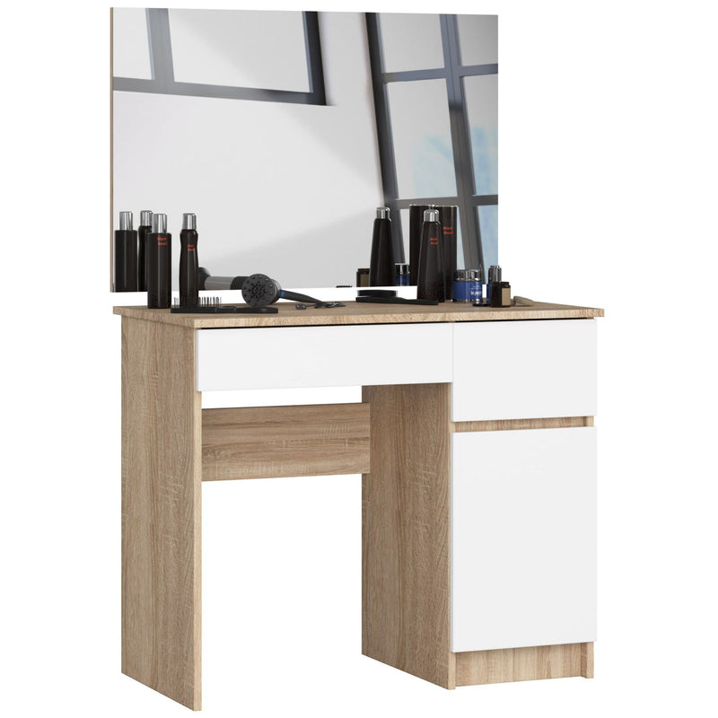 Schminktisch mit Spiegel CLP P-2/SL 900x600 RECHTS SONOMA EICHE / WEISS