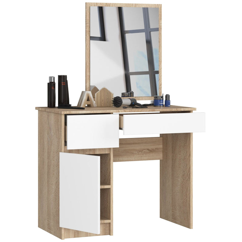 Schminktisch mit Spiegel CLP P-2/SL LINKS PK SONOMA EICHE / WEISS