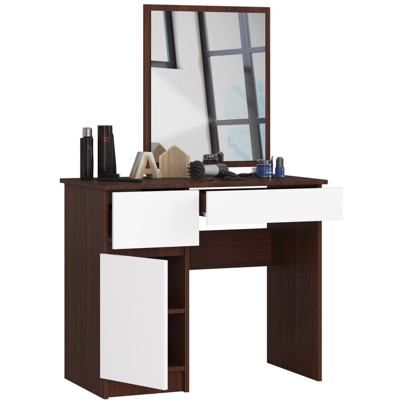 Schminktisch mit Spiegel CLP P-2/SL LINKS WENGE / WEISS
