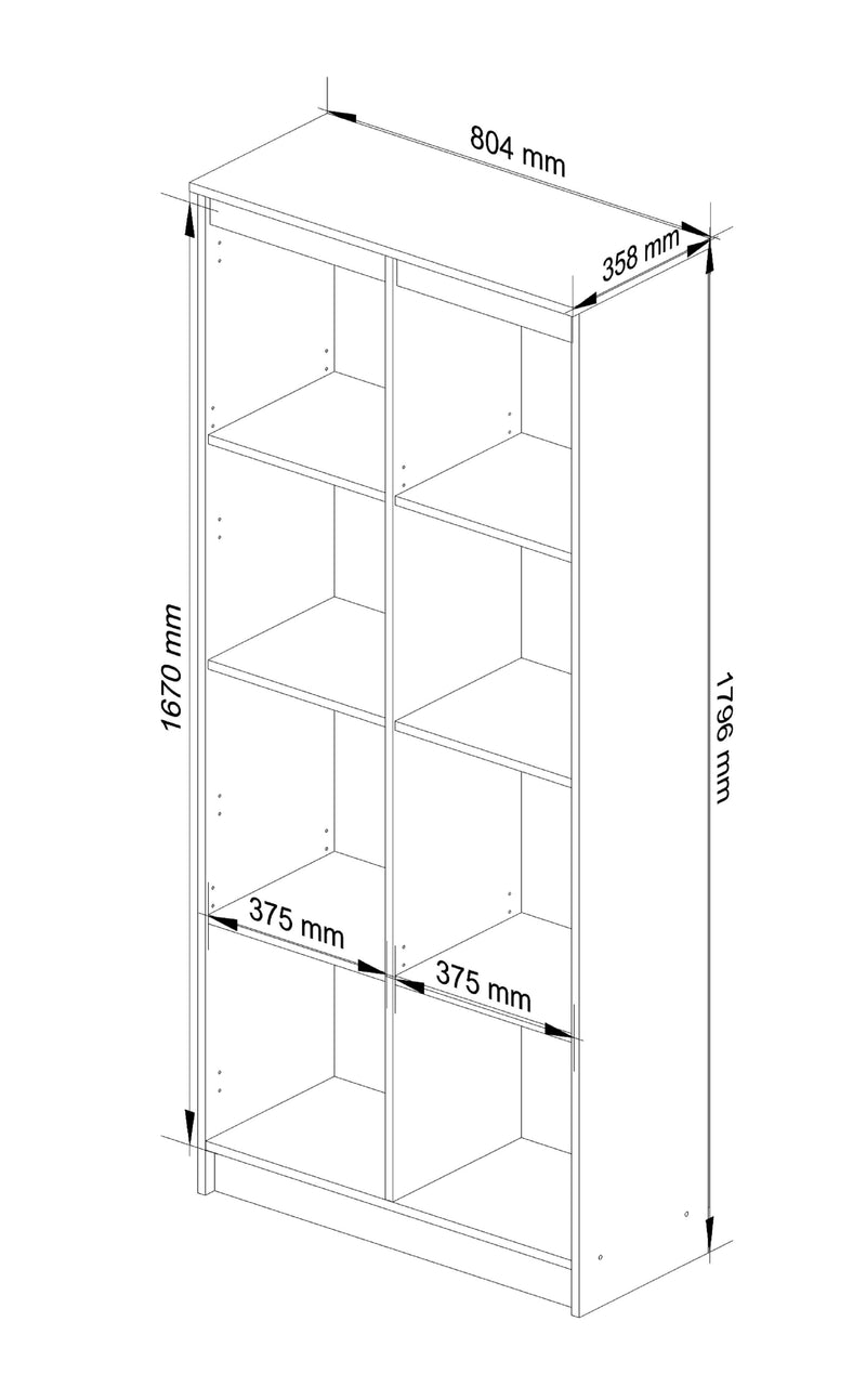 BÜROREGAL R 80 cm CLP 8 REGALE WEISS