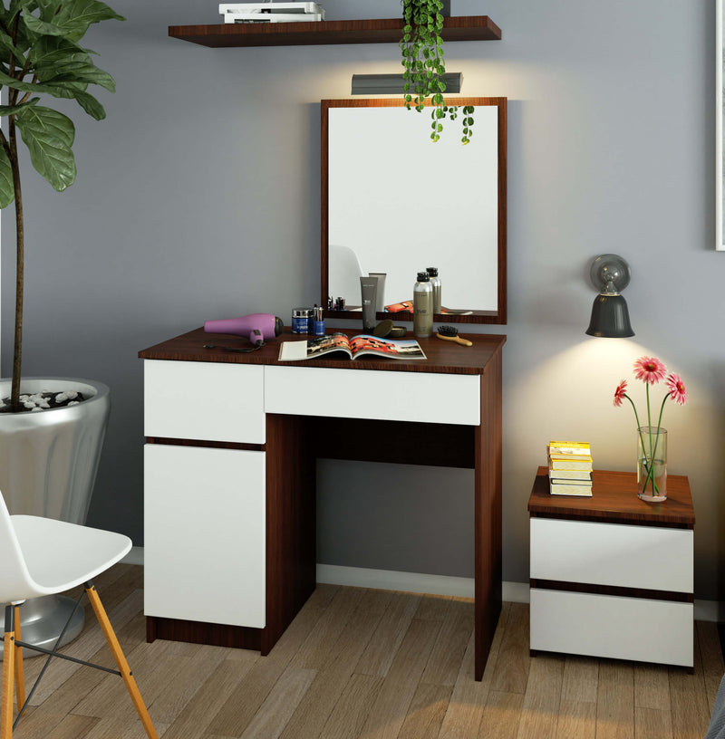 Schminktisch mit Spiegel CLP P-2/SL LINKS WENGE / WEISS