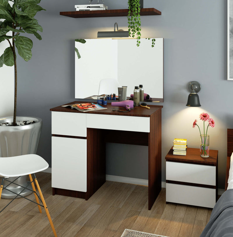 Schminktisch mit Spiegel CLP P-2/SL 900x600 LINKS WENGE / WEISS