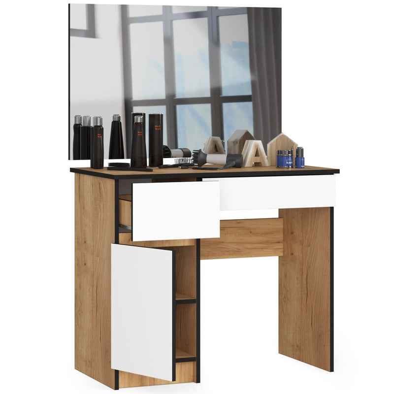Schminktisch mit Spiegel CLP P-2/SL 900x600 LINKS EICHE CRAFT / WEISS