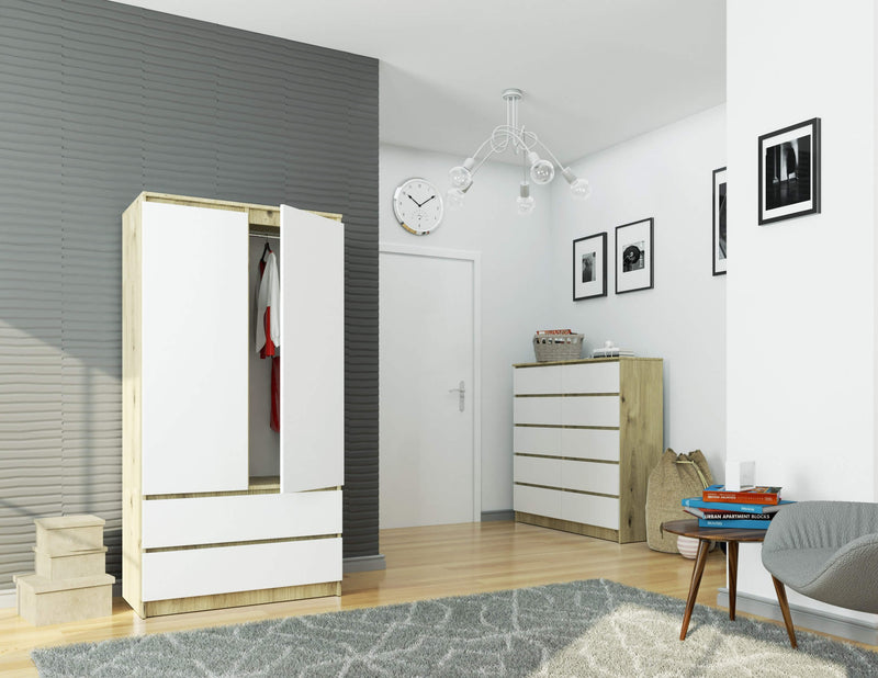 Kleiderschrank S90 2D 2SZ CLP PK Artisan Eiche / Weiß