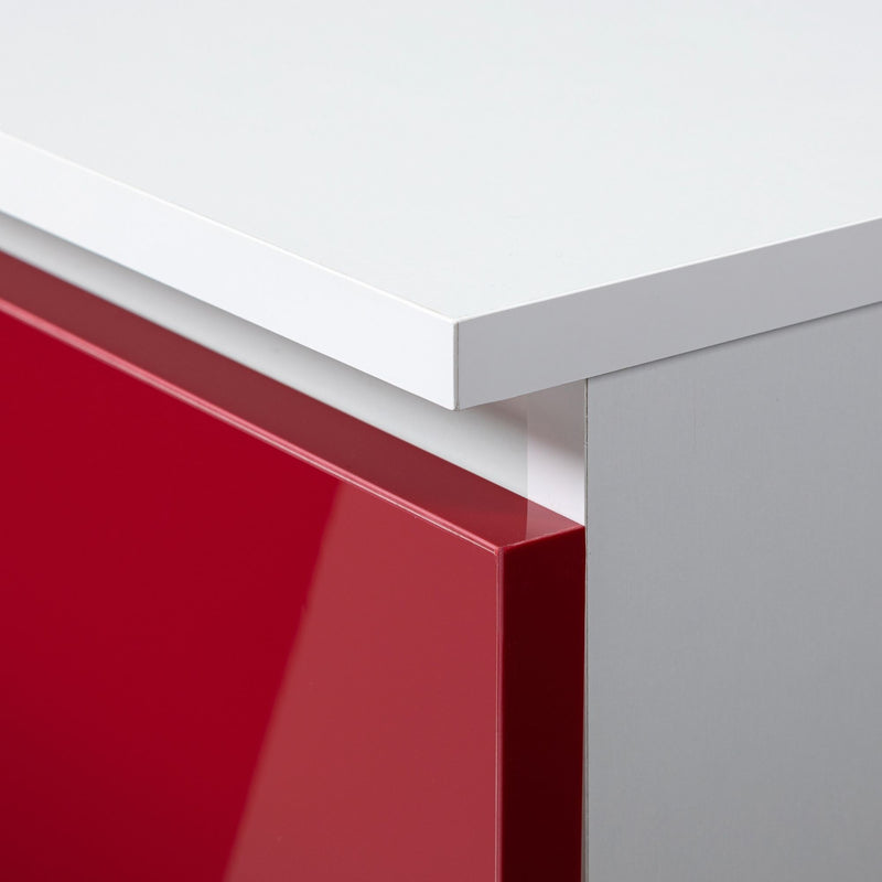 BÜROREGAL R 80 cm CLP 1 TÜR 4 BÖDEN WEISS / ROT GLÄNZEND