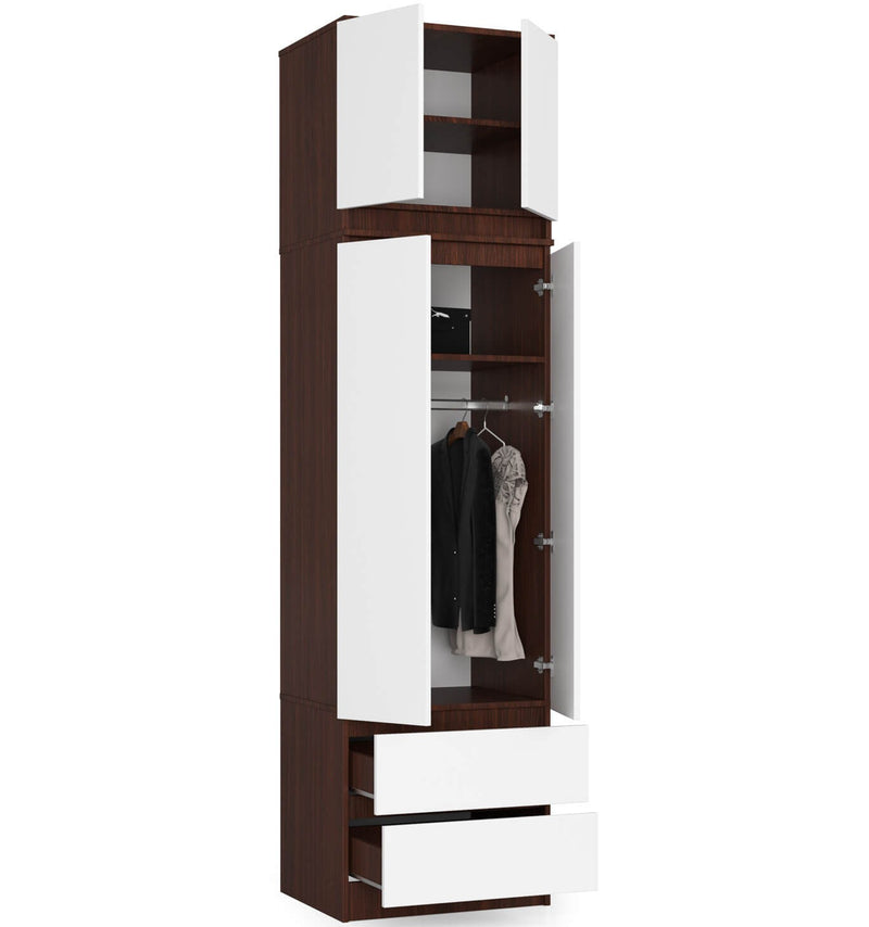 Kleiderschrank mit Auszug fürs Schlafzimmer 60 cm STAR - Wenge-Weiß
