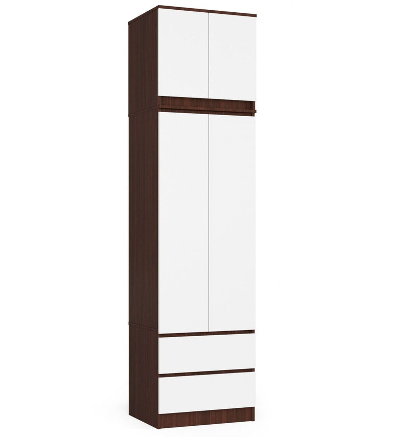 Kleiderschrank mit Auszug fürs Schlafzimmer 60 cm STAR - Wenge-Weiß