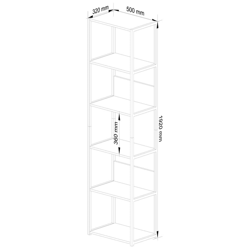 Metall-Dachbodenregal 50 cm – weiß-handwerklich gefertigte Eiche – 6 Ablagen