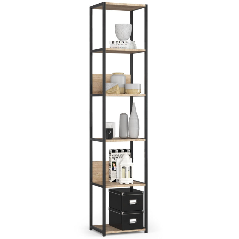 Metall-Dachbodenregal 40 cm – schwarz-sonoma Eiche – 6 Ablagen
