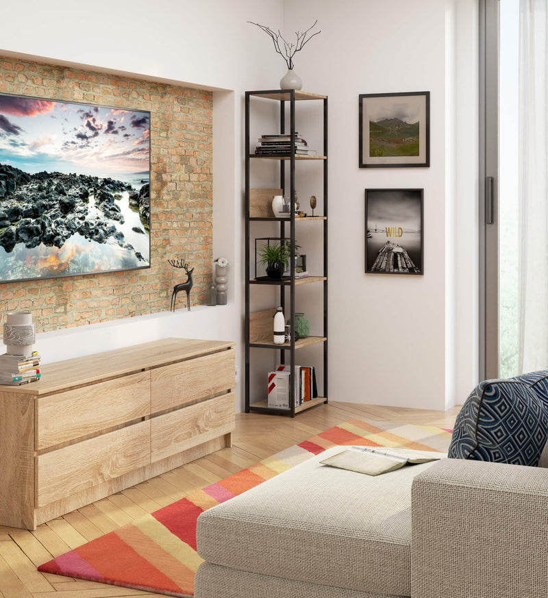 LOFT 500 Metallregal Schwarz/Sonoma Eiche