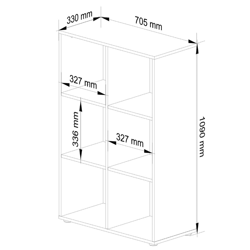 QUAD-Bücherregal mit 6 Ablagen – weiß