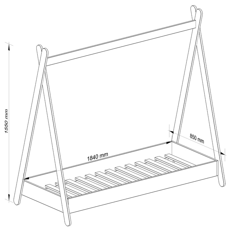Kinderbett 180x80 GEM mit Matratze, weiß