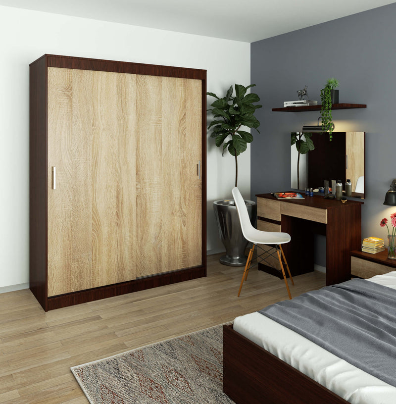 Schiebekleiderschrank 150 cm CLP Mono Wenge/Sonoma