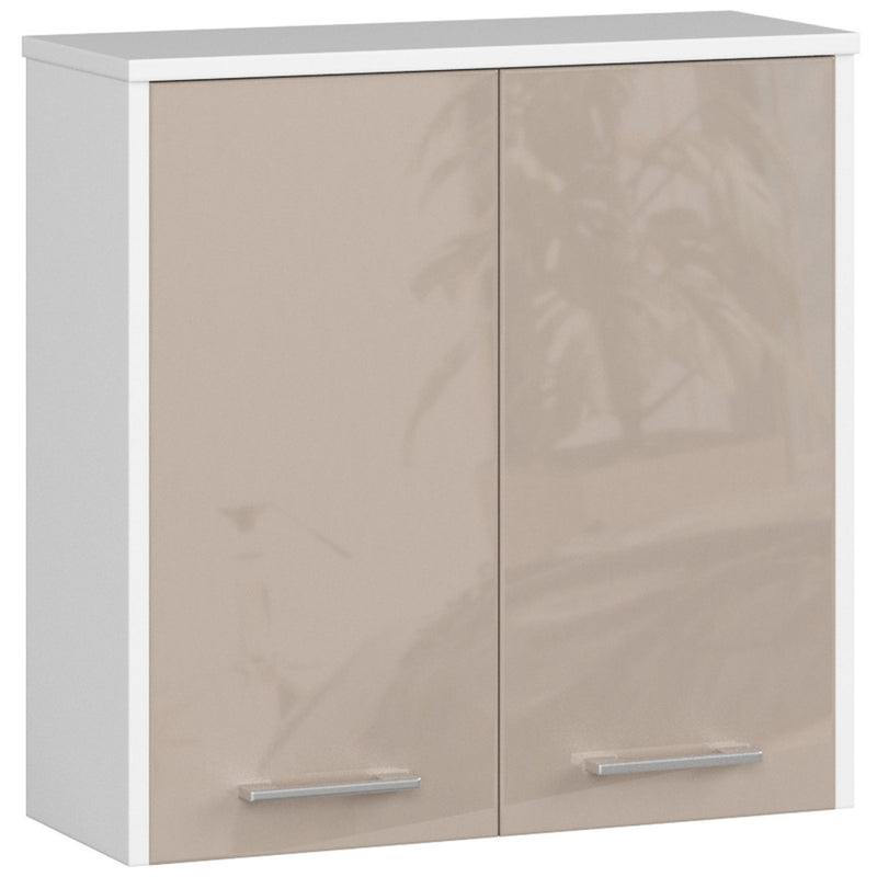 Wandschrank B 60 cm FIN 2D – Weiß-Cappuccino Hochglanz