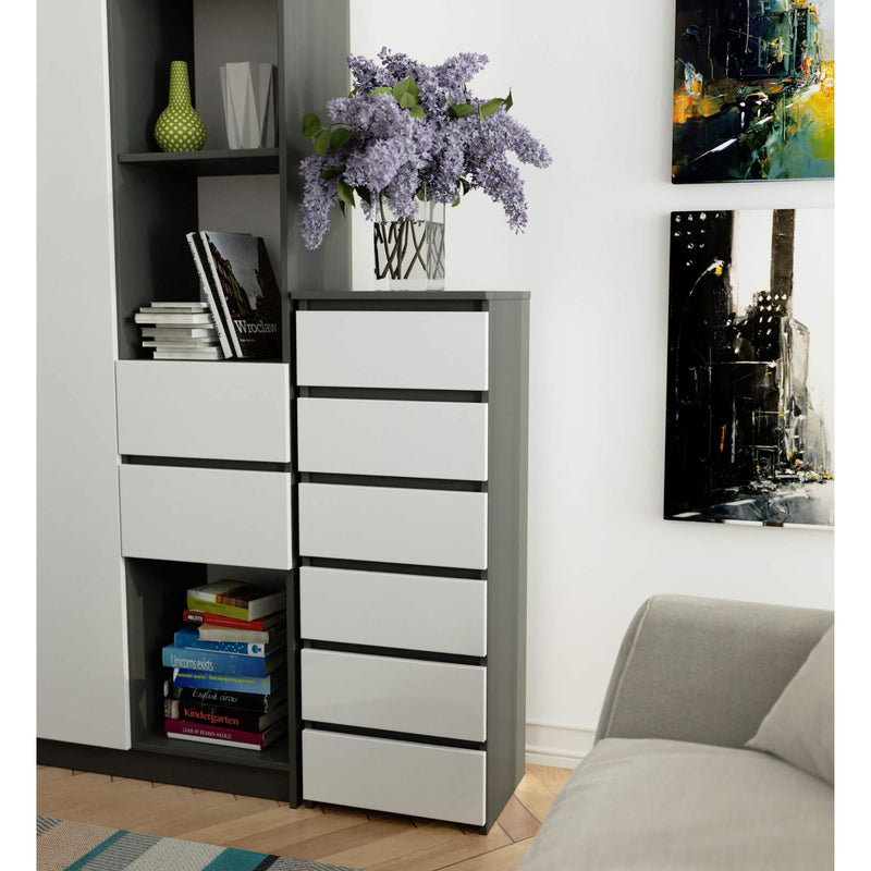 Kommode CL6 PK Graphitgrau / Weiß
