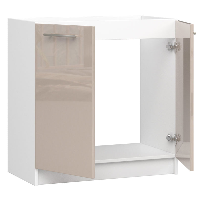 Küchenschrank unter der Spüle Oliwia S 80 cm Weiß-Cappuccino Glanz