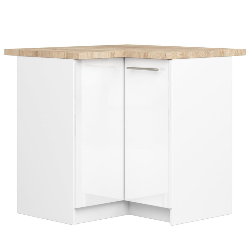 OLIWIA S90/90 Schrank + WEISSE / WEISS GLÄNZENDE TISCHPLATTE