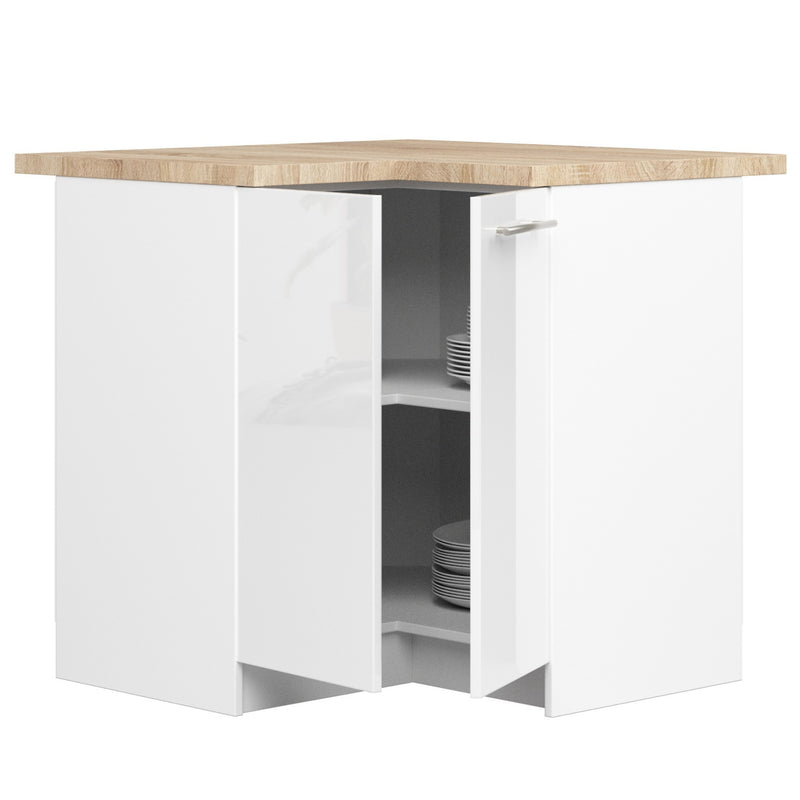 OLIWIA S90/90 Schrank + WEISSE / WEISS GLÄNZENDE TISCHPLATTE