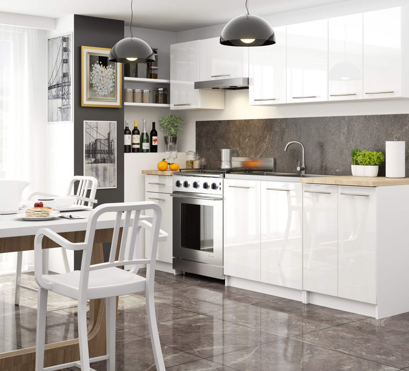 OLIWIA S90/90 Schrank + WEISSE / WEISS GLÄNZENDE TISCHPLATTE