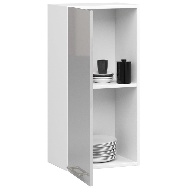 OLIWIA B 40 cm WEISS-METALLISCH GLÄNZENDER KÜCHENSCHRANK H720