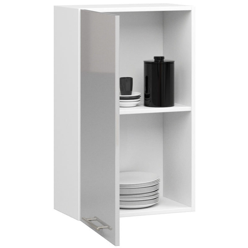 OLIWIA Wandhängender Küchenschrank 50 cm Weiß-Metallic Glanz H720