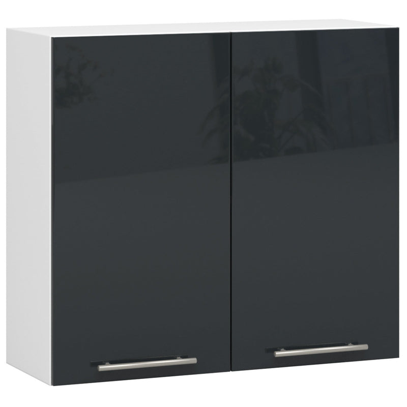 OLIWIA HÄNGE-KÜCHENSCHRANK 80 cm WEISS-GRAPHIT GLÄNZEND H720