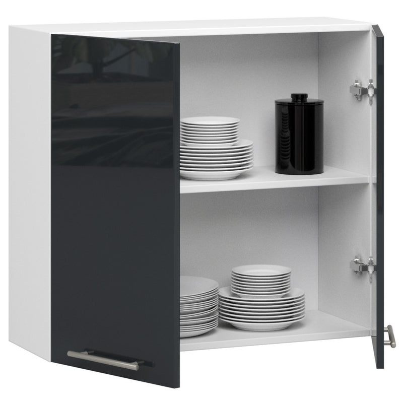 OLIWIA HÄNGE-KÜCHENSCHRANK 80 cm WEISS-GRAPHIT GLÄNZEND H720