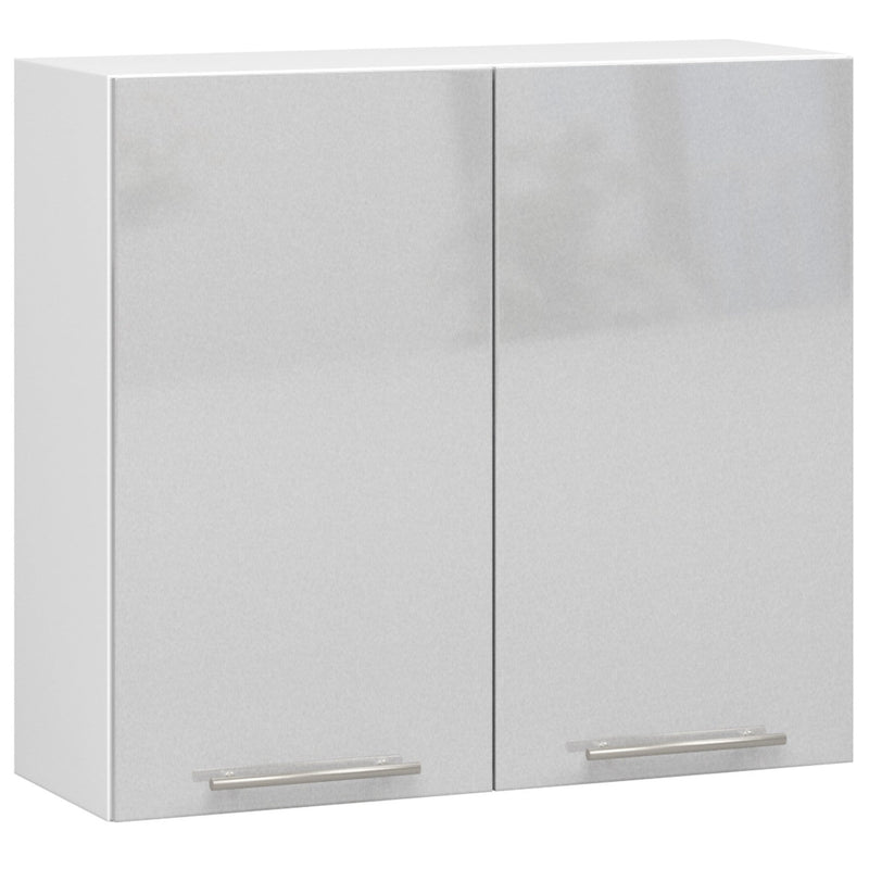 OLIWIA Wandhängender Küchenschrank 80 cm Weiß-Metallic Glanz H720