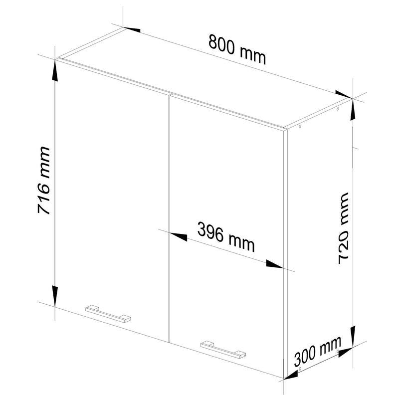 OLIWIA Wandhängender Küchenschrank 80 cm Weiß-Metallic Glanz H720
