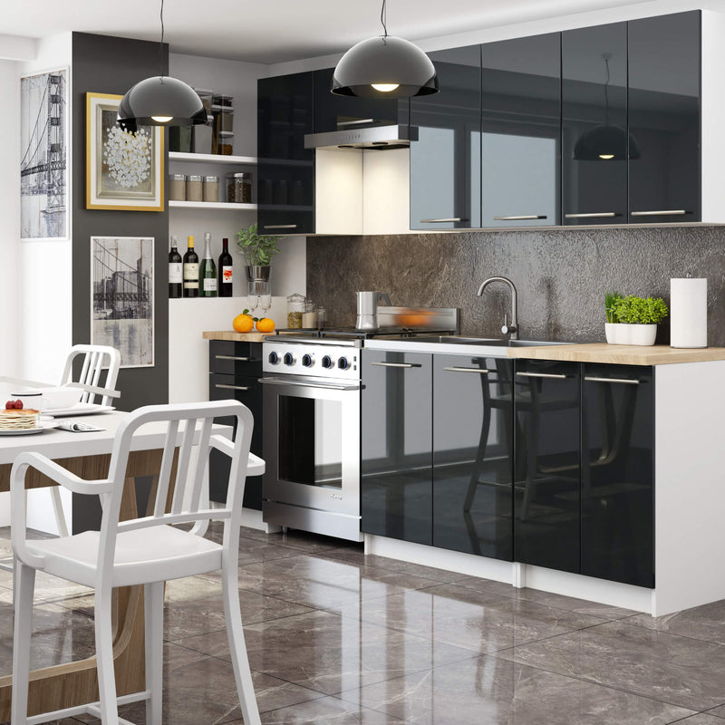 OLIWIA HÄNGE-KÜCHENSCHRANK 80 cm WEISS-GRAPHIT GLÄNZEND H720