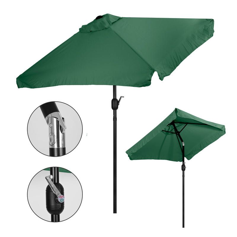 Rechteckiger großer Gartenschirm, kippbar, knickbar, mit Kurbel, grün 200x140 cm MultiGarden