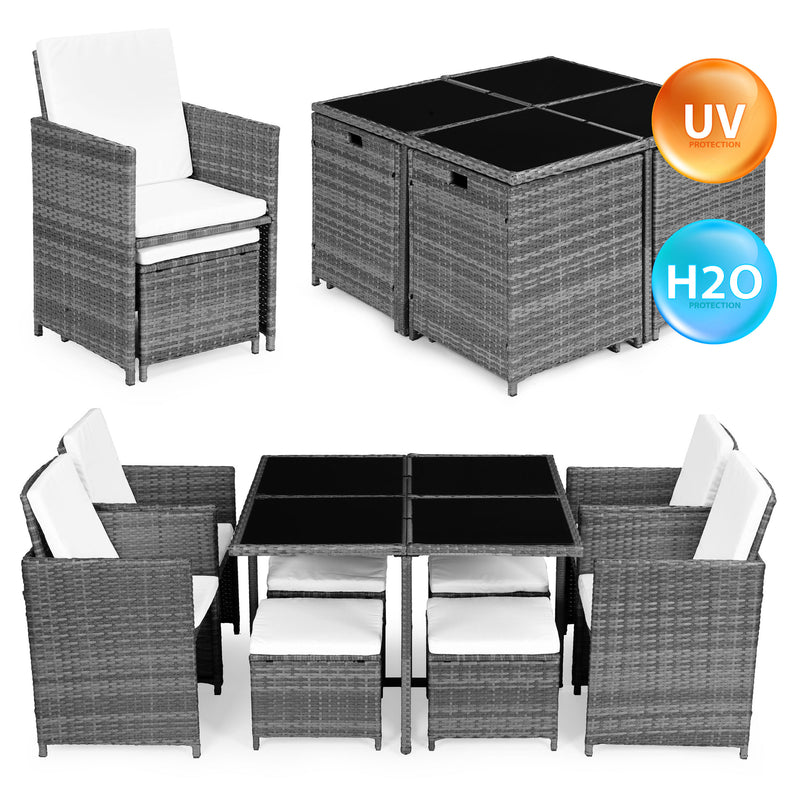 Gartenmöbelset aus Polyrattan 4 Sessel 4 Hocker Tisch MultiGarden