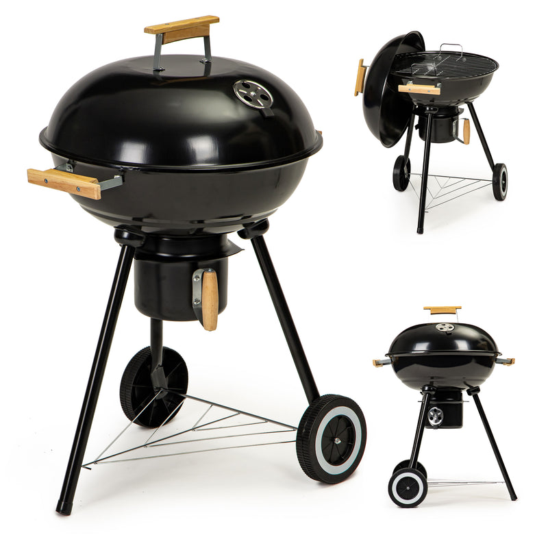 Gartengrill mit Deckel Ascheschale Metallablage Transporträder MultiGarden