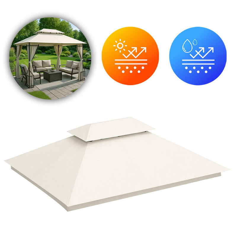 Dach für Gartenpavillon 3x4 m wasserdichte Abdeckung Lüftungsöffnung beige MultiGarden