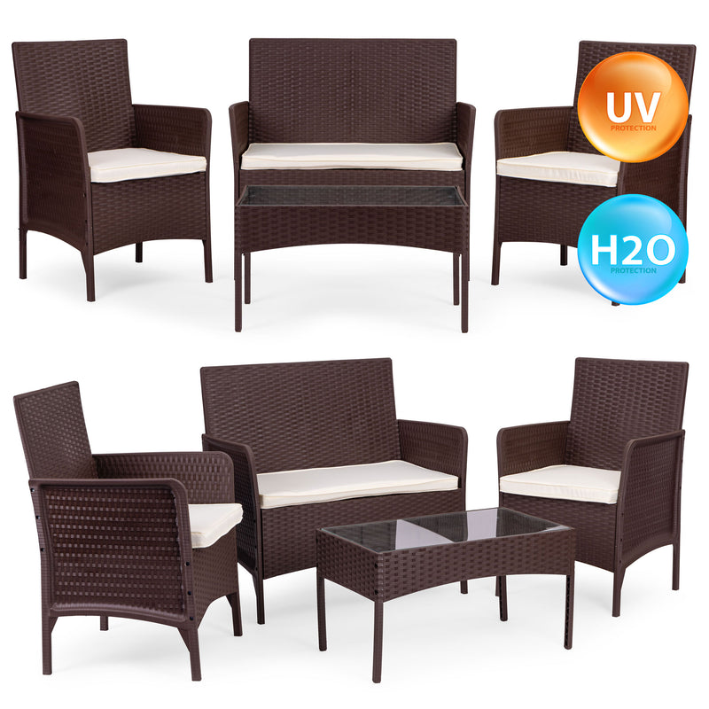 Gartenset Tisch Bank Sessel braun MultiGarden