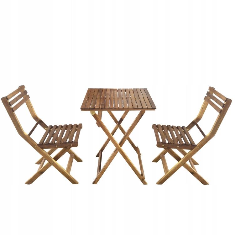 Gartenmöbel-Set aus Akazienholz – 1 Tisch und 2 Stühle
