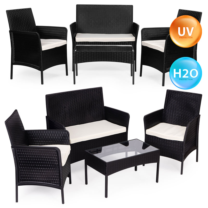 MultiGarden Gartenmöbel-Set Tisch Bank Sessel schwarz