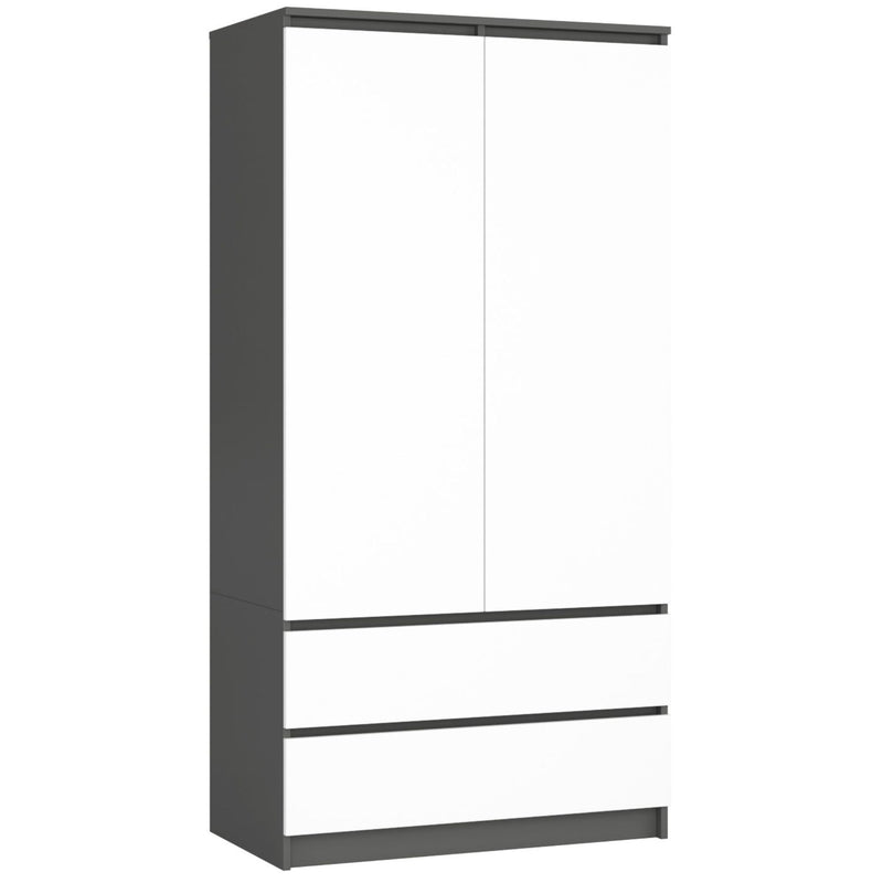 Kleiderschrank S90 2D 2SZ CLP Graphit PK Grau/Weiß
