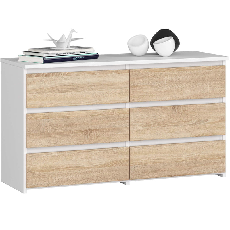 Kommode CL100, 6-teilig, weiß/sonoma eiche