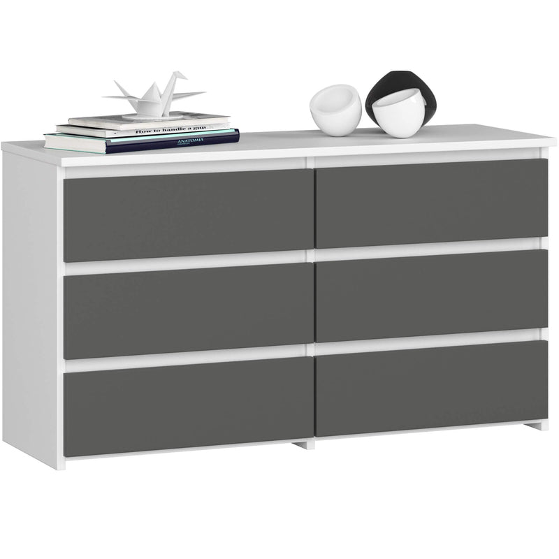 Kommode CL100, 6-teilig, weiß/grau