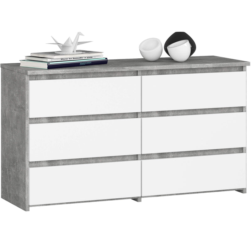 Kommode CL100 6er-Pack Beton/Weiß