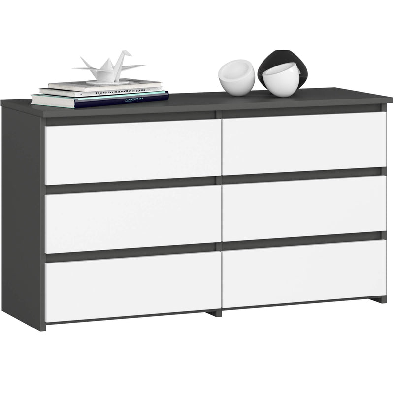 Kommode CL100, 6-teilig, grau/weiß