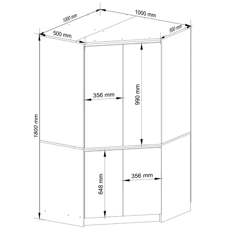 Eckkleiderschrank S100 4D CLP Graphitgrau
